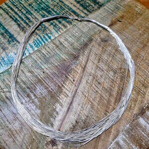 Vintage Stamped Sterling Silver Multi-Strand Liquid Necklace 34g